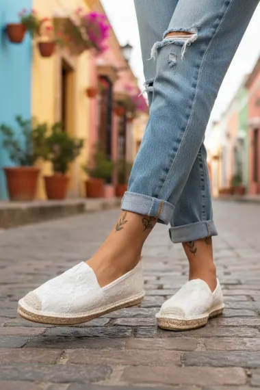 Espadrile dama casual alb Y031 t50-2